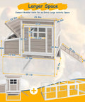 Outdoor Wooden Chicken Coop For Four To Six Chickens With An Elevated Two Tier Hen House Three Compartment Nesting Box Slide Out Tray And Reinforced L Shaped Frame For A Killer Backyard Poultry Setup with dimensions.