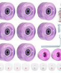 Eight Pack Roller Skate Wheels 82A Wear Resistant PU Replacement For Quad Skates And Skateboards, purple and white with tools included