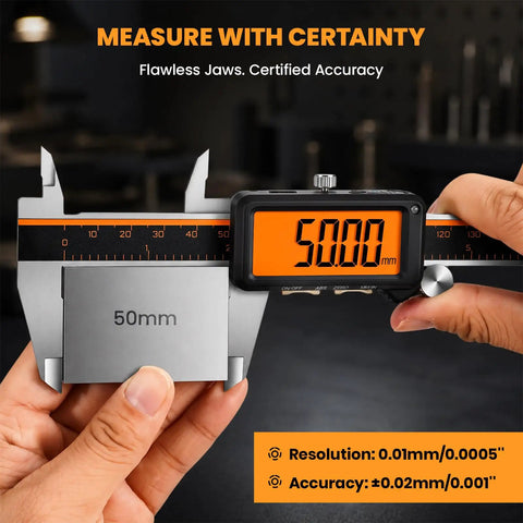 Top Shelf Six Inch Digital Caliper With Usb C Recharging Battery And Vivid Orange Screen Built Solid For Precise Measurements Machining And Weekend Diy Projects