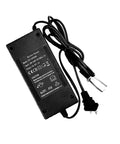 Replacement Ebike Battery Charger 54.6V 2A with 3 Pin XLR Plug for 13S 48V Li Ion Pack, black rectangular design, power cords shown