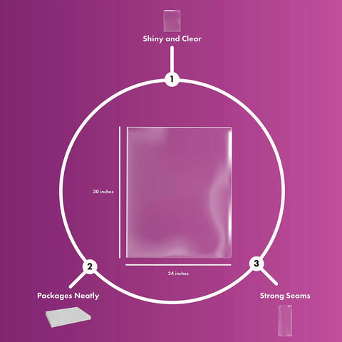 Clear Shrink Wrap Basket Bags 10 Pack Make Gifts Pop Sweet Cellophane PVC Film 24 By 30 Inches Hella Durable Heat Seal Design For Holiday Wrapping Creations
