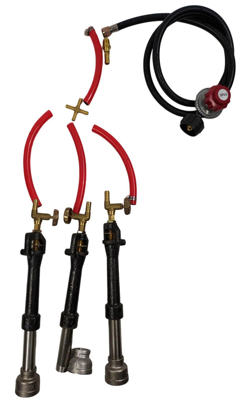 Triple Gas Forge Burner Set With Regulator For Propane No Electric Venturi Forge Burner For Metal Melting Blacksmithing Knife Making