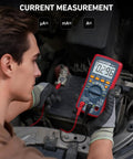 Person using Digital Multimeter Pro Grade With True RMS And Auto And Manual Ranging, 4000 Counts Voltmeter for current measurement