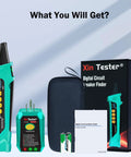 Digital Circuit Breaker Finder With NCV Tester, Built-In Flashlight, Voltage Tester, And Integrated GFCI Outlet Tester XT-33A kit displayed