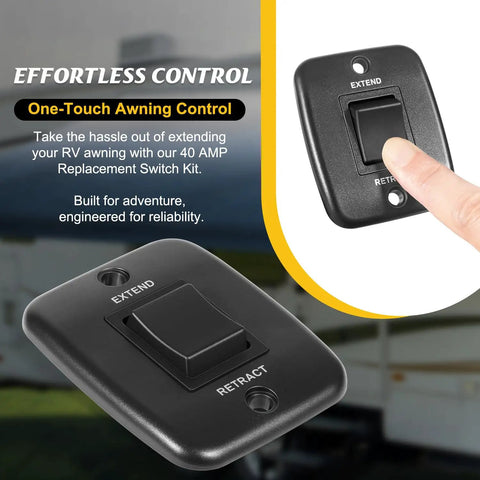 40 Amp RV Awning Interior Switch Kit With Plate Replacement For Solera Power Awnings, image of switch with extend and retract button
