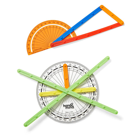 AngLegs Starter Set With Two Protractors And Geometry Manipulatives For Classroom Hands On Math Learning Geometric Shapes Angles And Area Tools