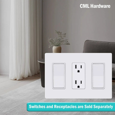 3 Gang Screwless Decorator Wall Plates 2 Pack Slick Flush Mount Light Switch Covers For Outlets With Hidden Screws in a room