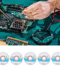 5Pcs Copper Desoldering Wick Solder Sucker Wire For Fast PCB Cleanup shown with repair tools and magnifying glass
