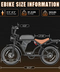 Heavy Duty 2500W Peak Power Electric Dirt Bike For Adults Featuring A Monster 48V 23Ah Battery size information with dimensions.
