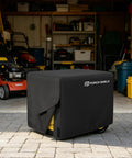 Heavy Duty Generator Cover For 5k To 10k Watt Rigs Built Different With All Weather Armor And Rainproof Shielding covering generator in garage.