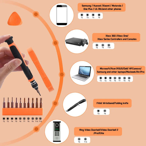 10 In 1 Interchangeable Magnetic Torx Screwdriver Set With Magnetic Handle And 10 Bits T2 T3 T4 T5 T6 T7 T8 T9 T10 T15 in use