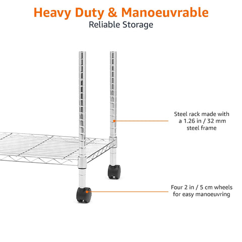 Heavy Duty Adjustable Garment Rack With Dual Chrome Wire Shelves And Smart Locking Casters Built To Hold Coats Hats Plus Gear Legit Closet Game Changer That Assembles In Zero Stress