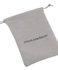 Velvet bag with 'mookaitedecor' text, included with Chakra Drawer Knobs With Screws Set Of 2 Ammonite Fossil Resin Crystal Stone Pulls