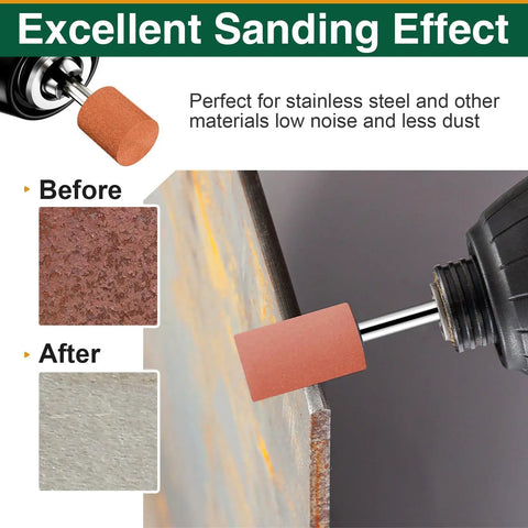 48Pcs Aluminum Oxide Mounted Grinding Stone Bits Set With One Eighth Inch Shanks rotary tool sanding metal before after