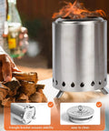 Stainless Steel Pellet Tabletop Fire Pit 7 Inch Mini Outdoor Fire Pit With Removable Ash Pan, ideal for patios and camping.