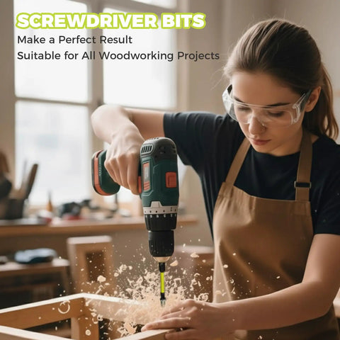 Heavy Duty Countersink Drill Bit Set For Woodworking Packs Adjustable Depth Tapered Bits in use drilling wood shavings.