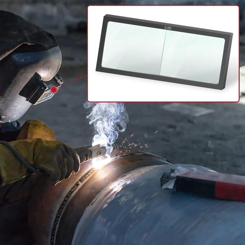 2.00 Diopter Welding Helmet Magnifying Lenses Set of 2 Cheater Lenses Clear Glass 2x4-1/4 Inch For Welders in use