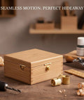 Gold Finish Hidden Barrel Hinge For Woodworking And Cabinets 180 Degree Pivot Inside Mount on wood box with tools