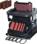 Tough As Nails Wood Sander With A Mighty 500 Watt Motor showing multiple sanding drums and a benchtop unit for contour sanding.