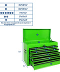 Dimensions of 24 Inch Heavy Duty Steel Tool Box With Nine Lockable Drawers Solid Reinforced Metal Tool Chest Green.