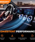 Heavy Duty Air Conditioner Compressor Compatible With 2000 To 2013 Chevy Silverado Tahoe Suburban And Gmc Yukon 5.3L 4.8L V8 Engine Straight Drop In Swap shown in car interior with dashboard and climate controls.