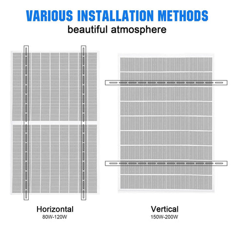 Diagram showing horizontal and vertical installation methods for solar panels using adjustable tilt solar panel mount brackets.