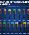 16 Inch Pro Rivet Nut Kit With Quick Change Mandrels showing multiple mandrel sizes M3-M12 and SAE for different nut sizes.