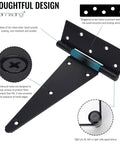 10 Inch T Strap Gate Hinges Heavy Duty Shed Barn Door Hinges Black Tee Hinges For Wooden Fence And Yard Gate Wrought Iron Rustproof