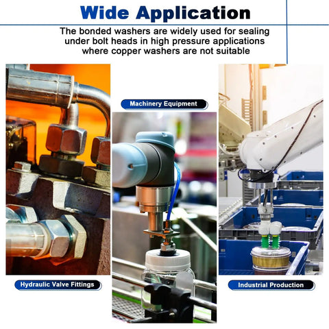 Wide application of 245 Pieces SAE Bonded Sealing Washers Set in machinery equipment and industrial production.