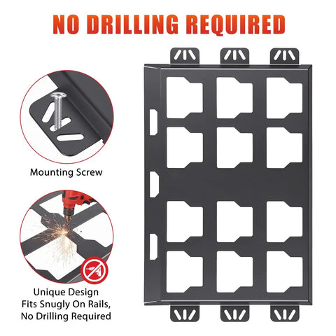2 Packout Mounting Plates With 100 Lb Load Capacity Heavy Duty Metal Base, no drilling required, shown with mounting screw.