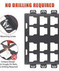 2 Pack Metal Mounting Plates With 100 Lb Load Capacity showing no drilling required and close-up of mounting design