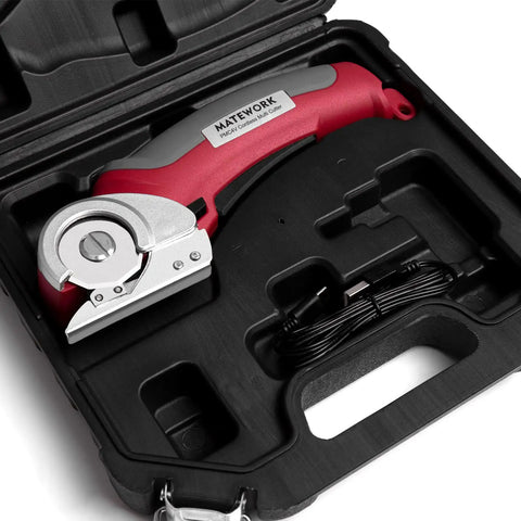 Cordless Electric Scissors 4V Multi Cutter With Carry Case 2000mAh Cardboard Cutter With Self Sharpening Blade shown in case