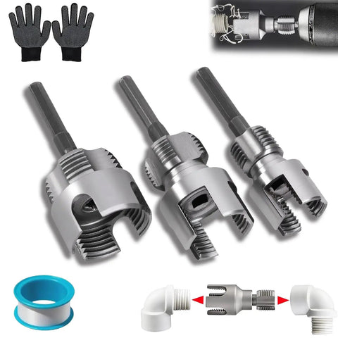 Four In One Water Pipe Threader For One Half, Three Quarters, And One Inch PVC Pipes, Dual Head Internal And External Cutter