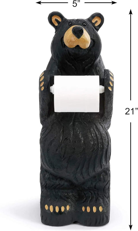 Little Johnny Bear Toilet Paper Holder From Bearfoots Collection By Jeff Fleming Midnight Black Resin Stone Decor 21x5"
