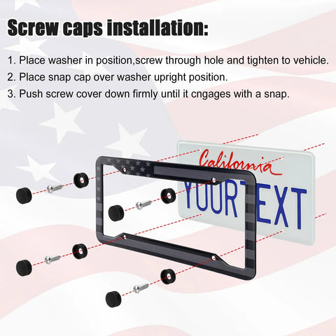 Patriotic Stainless Steel License Plate Frames 2 Pack With USA Flag Design Rustproof Car Tag Covers installation guide