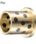 Rock Solid Flanged Sleeve Bearings At 16mm Bore With 20mm Od Measuring 25mm Long showing brass bushing with holes for lubrication.