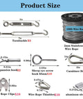Heavy Duty 1/16 Inch 304 Stainless Steel Wire Rope Kit With 100ft Vinyl Coated Aircraft Cable, components layout