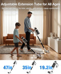 Father and son using Cordless Vacuum Cleaner With 55 Minutes Runtime 15 In 1 Self Standing Stick Vacuum on carpet