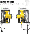 Premium Circular Saw Holder Wall Mount Organizer for Workshop Garage Shed displaying left and right blade compatibility