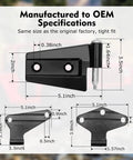 Heavy Duty Four Door Hinge Assembly Kit For 2007 To 2018 Jeep Wrangler JK JKU Unlimited detailed measurements and specs.