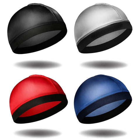 4 Pack Silk Wave Caps For 360 Waves, Durable Silky Stretch Stocking Caps For Men, Keeps Waves Laid Under Double Compression, Wide Elastic Band Wont Leave Forehead Marks