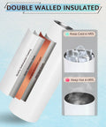 4 Pack White 20 Oz Sublimation Stainless Steel Tumblers With Sippy Lid And Straw, heat press ready, insulation layers shown.