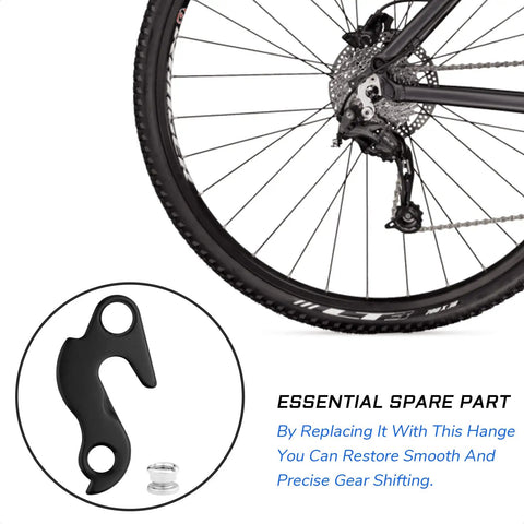Derailleur Hanger Replacement For Trek Remedy And More, Precise Shifting Part 230026 beside rear wheel on bike
