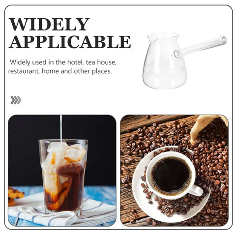 Glass Turkish Coffee Pot Set Two Pack 450ml Each Heat Resistant Stovetop Ibrik With Side Handle Transparent Cezve For Milk Warming