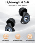 Noise Cancelling Silicone Ear Plugs for Sleep and Snoring Reduction, Soft Reusable, 45 Decibels Hearing Protection, close-up view.