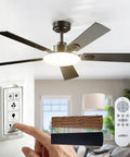 52 Inch Black Ceiling Fan With Lights Remote And Reversible Blades 3 CCT Dimmable Whisper Quiet DC Motor Wall Switch