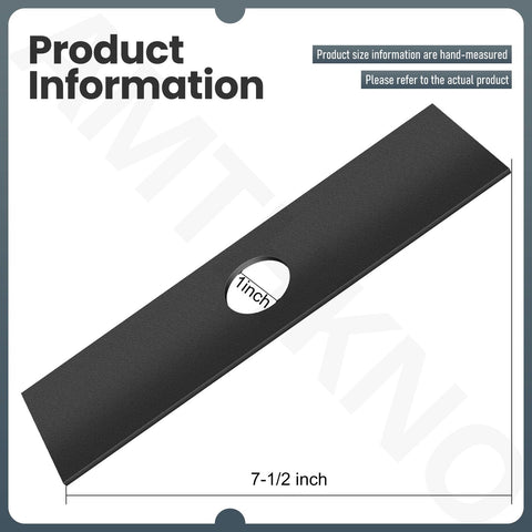 Angled front view edger blade, 7-1/2 in long with 1 in center hole, black metal for universal lawn edger