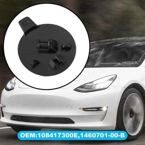 Front Bumper Tow Hook Cover Cap For Tesla Model 3 2017 2023 Direct Replacement OEM 1084173-00-E And 1460701-00-B on car