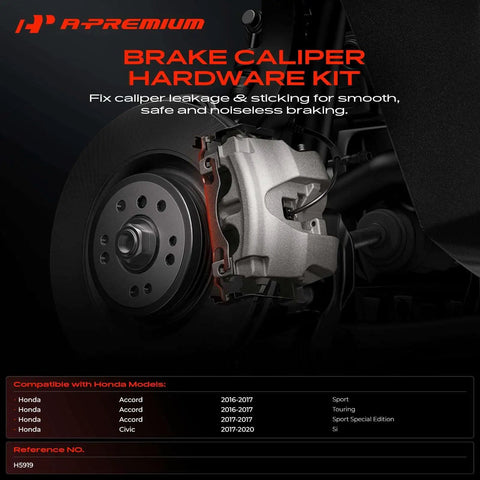 Top Grade Front Left And Right Disc Brake Hardware Kit That Slaps For Honda Accord 2016-2017 Plus Civic 2017-2020 Ensures Smoother Stops And Keeps Your Ride Feeling Fresh Without Any Worries, brake caliper close-up