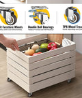 Heavy Duty 1 Inch Low Profile Caster Wheels For Household Furniture Set Of 4 Featuring Smooth As Silk Glide Action and No Sweat Snap Tight Mount Plates For Couches Shelves And Plant Risers in use with a storage crate.